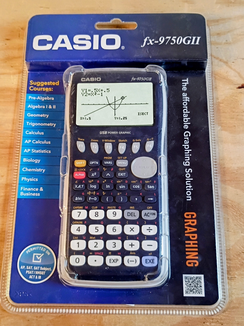 New Casio fx-9750GII Graphing Calculator w/ Hard Case & Batteries SAT ACT Math